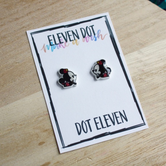 Polka Dot Flower Mouse Sweet Valentines Earrings - Picture 1 of 8